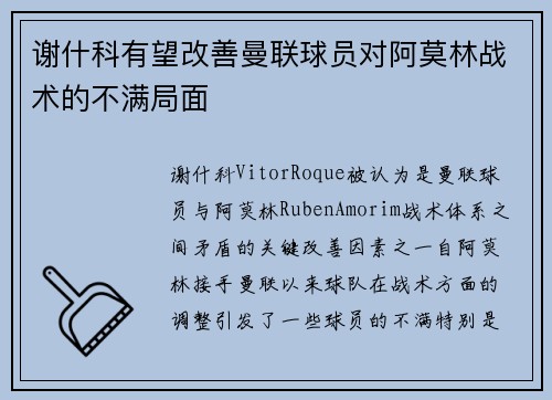 谢什科有望改善曼联球员对阿莫林战术的不满局面